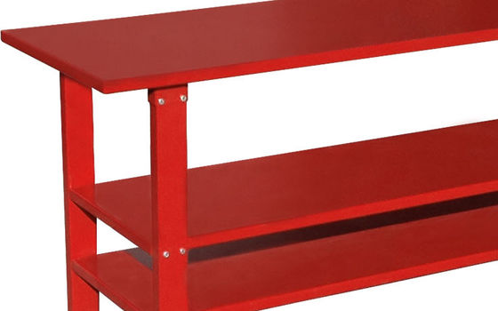 Pulverice el banco de trabajo resistente de acero rojo revestido de 2 estantes
