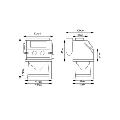 YD45-001 Industrial Blasting Cabinet: 90-125 PSI, Foot-Pedal, for Auto/Mfg Shops