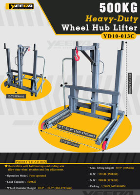 500KG Heavy Duty Wheel Hub Lifter Foot Operated with Dual Rollers for Garage Lift