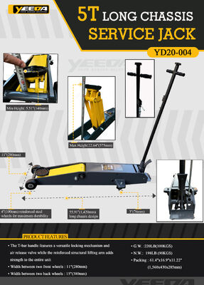 5T Capacity Hydraulic Floor Jack with 55.91" Long Chassis and T-Bar Handle Locking Mechanism